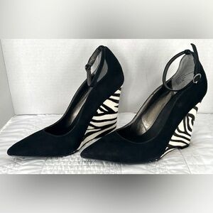 Zebra & Black Suede Levity Wedges